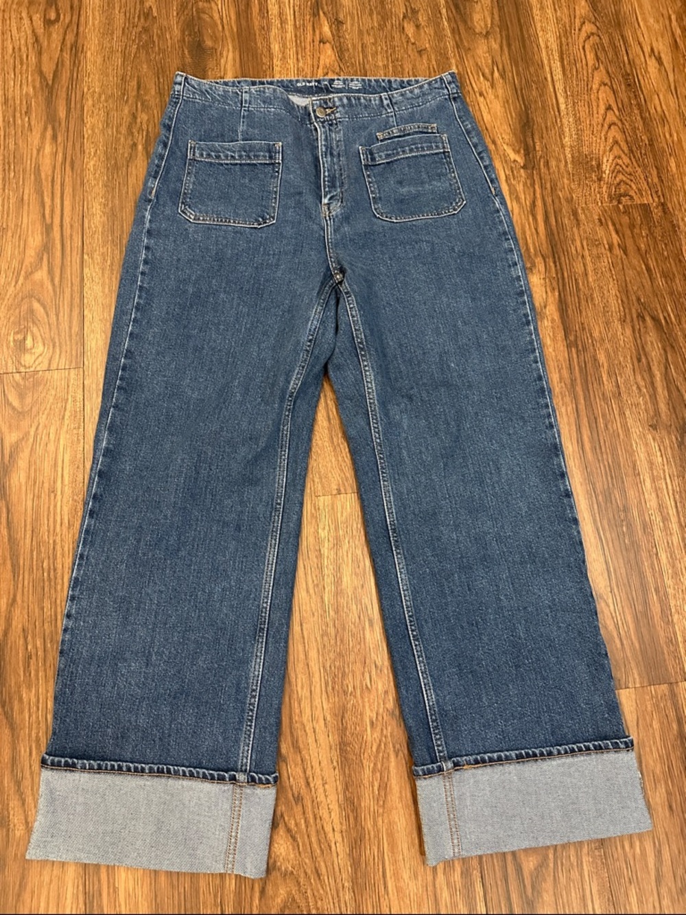 Old Navy Wide-Leg Cuffed Jeans - Dark Blue